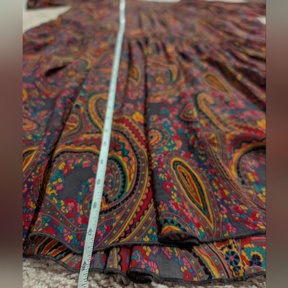 DKNY Silk Paisley Tiered Maxi Dress (Missing Inner Slip) - Picture 10 of 11
